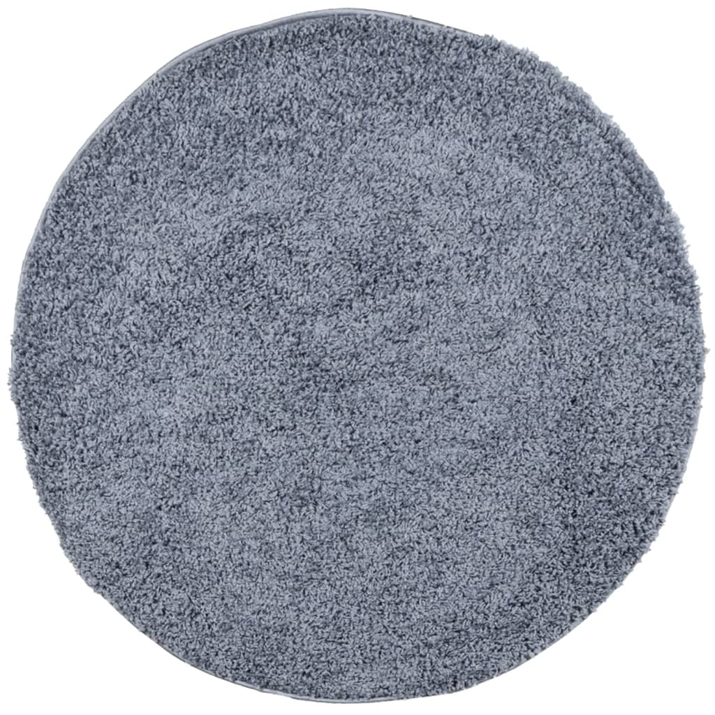 Luxurious Blue Shaggy Rug - vidaXL PAMPLONA | Modern High Pile Rug, 240 cm Diameter - BEYRUN