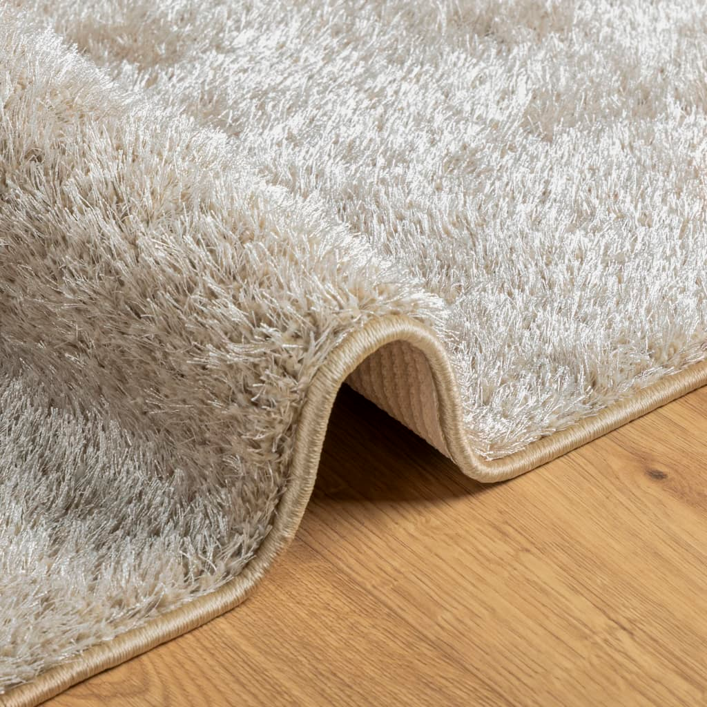 vidaXL Rug ISTAN High Pile Shiny Look Beige 80x150 cm - Soft, Durable, and Stylish