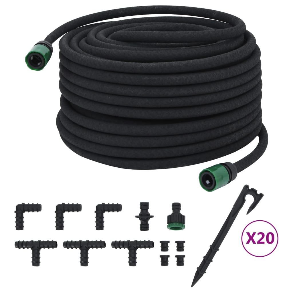 Efficient Irrigation with vidaXL 50m Garden Soaker Hose - Durable Black Rubber for Home & Commercial Use - BEYRUN