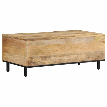 vidaXL Solid Mango Wood Coffee Table with Hand-Carved Floral Patterns | 100x54x40 cm | Sturdy & Elegant Living Room Centerpiece - BEYRUN