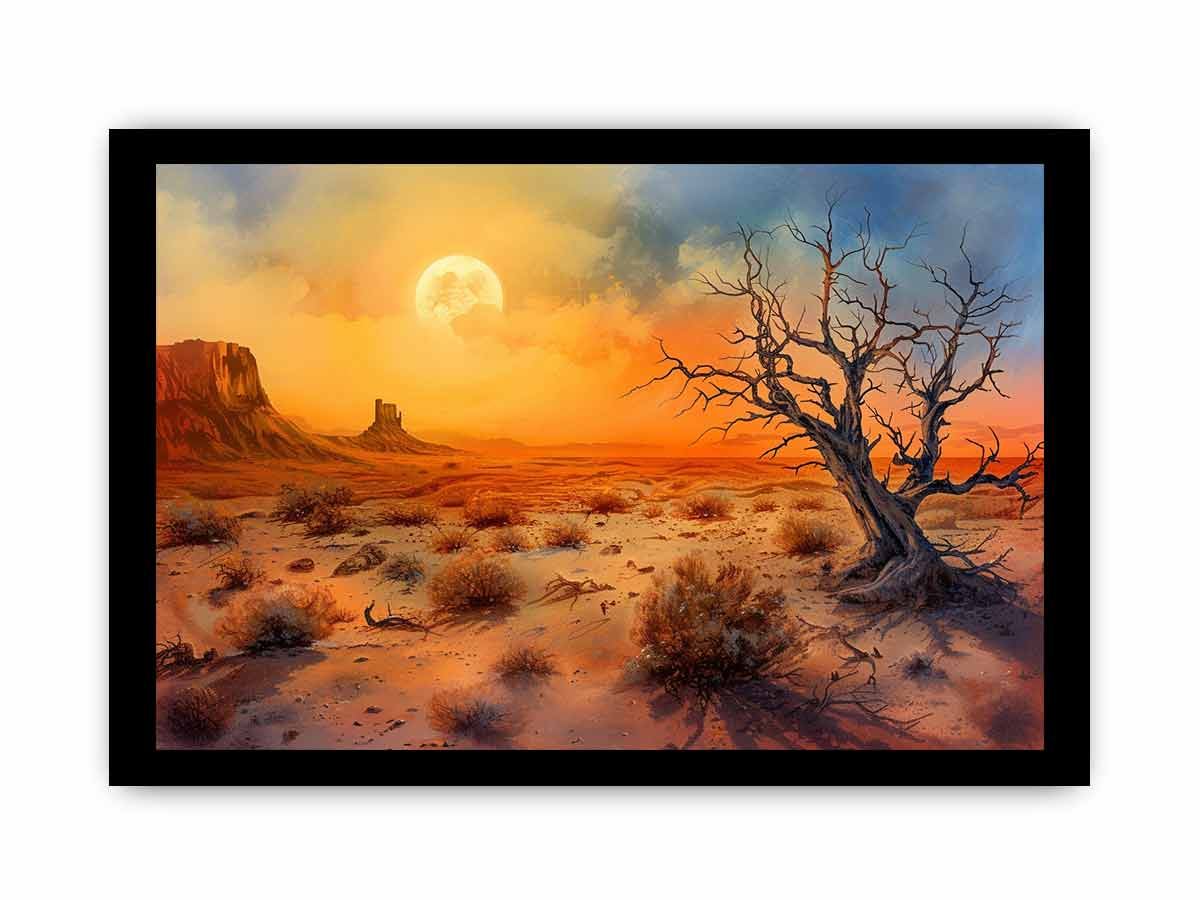 Desert Sun Art Framed Print - Radiata Pine Wood Frame | High-Quality Printing - BEYRUN