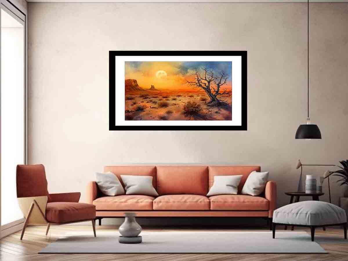 Desert Sun Art Framed Print - Radiata Pine Wood Frame | High-Quality Printing - BEYRUN