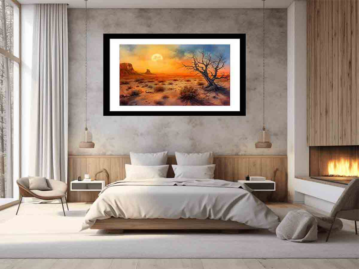 Desert Sun Art Framed Print - Radiata Pine Wood Frame | High-Quality Printing - BEYRUN