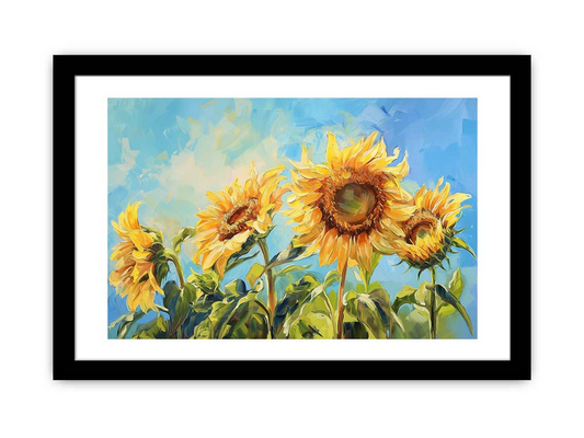 Summer Sunflowers Framed Print - Vibrant Wall Art for a Bright and Colorful Home Decor - BEYRUN