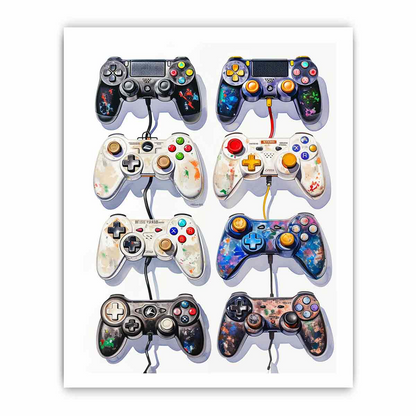 Video Game Controller Evolution Print - High Quality Archival Print, Perfect for Gamer Decor - BEYRUN