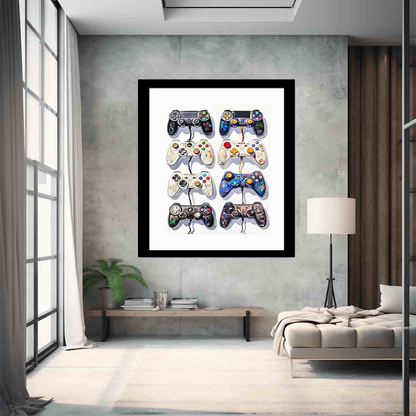 Video Game Controller Evolution Print - High Quality Archival Print, Perfect for Gamer Decor - BEYRUN