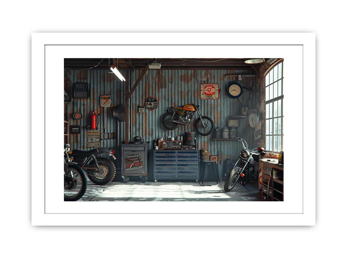 Shop the Garage Framed Print - High-Quality, Archival Poster Art - BEYRUN