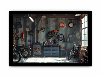 Shop the Garage Framed Print - High-Quality, Archival Poster Art - BEYRUN