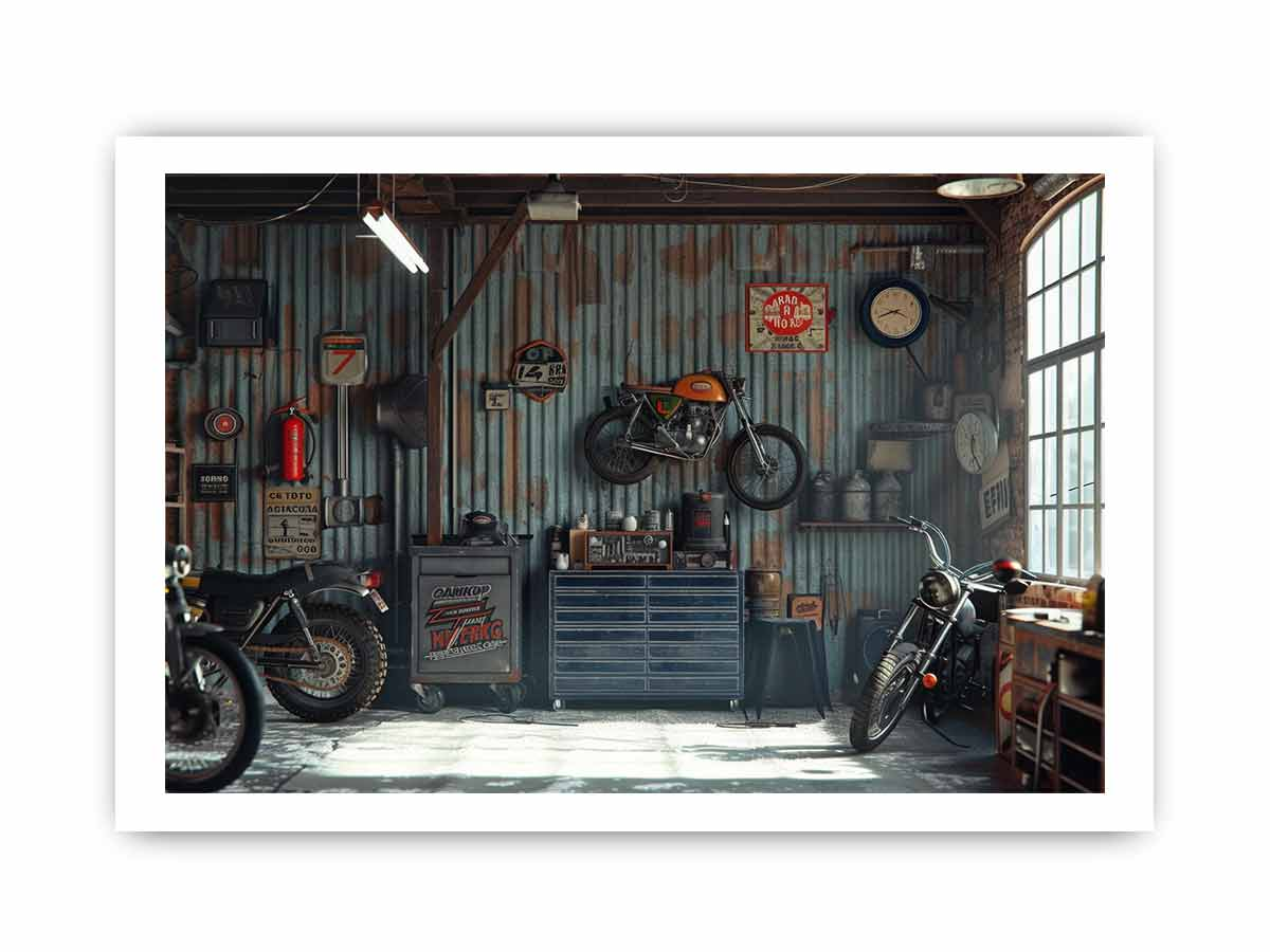 Shop the Garage Framed Print - High-Quality, Archival Poster Art - BEYRUN