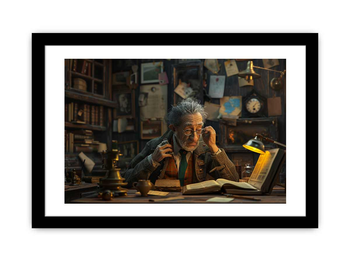 Genius at Work Framed Print - High-Quality Archival Paper, Radiata Pine Wood Frame - BEYRUN