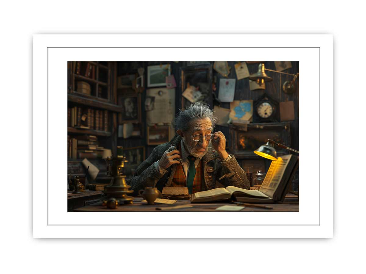 Genius at Work Framed Print - High-Quality Archival Paper, Radiata Pine Wood Frame - BEYRUN