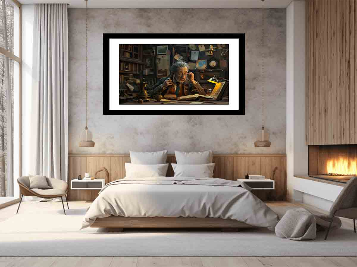 Genius at Work Framed Print - High-Quality Archival Paper, Radiata Pine Wood Frame - BEYRUN