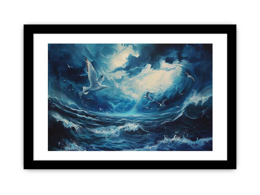 Ocean Framed Print - High Resolution Art with Matte Finish & Durable Pine Frame - BEYRUN