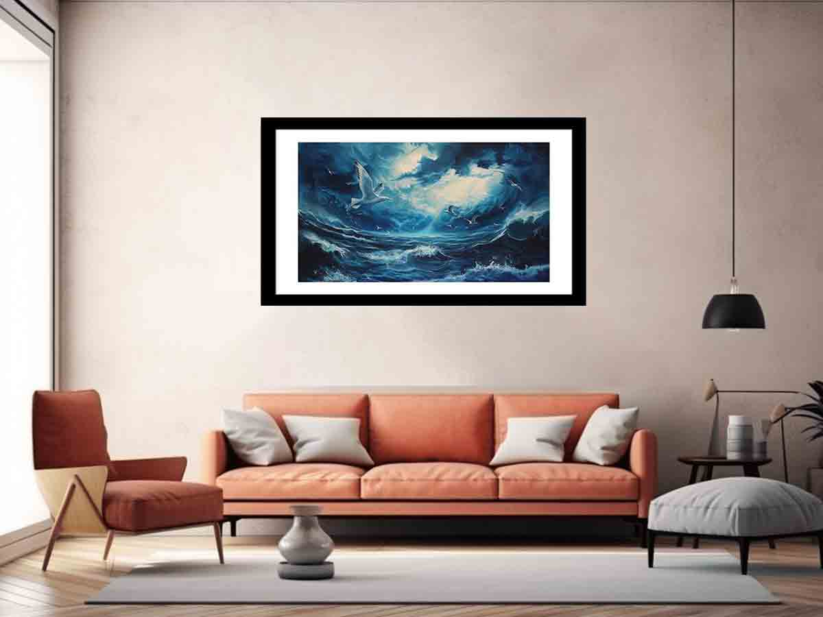 Ocean Framed Print - High Resolution Art with Matte Finish & Durable Pine Frame - BEYRUN