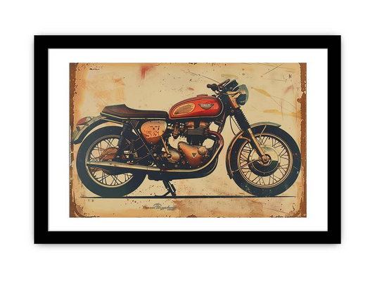 Vintage Motorcycle Framed Print | High-Quality Artwork - BEYRUN