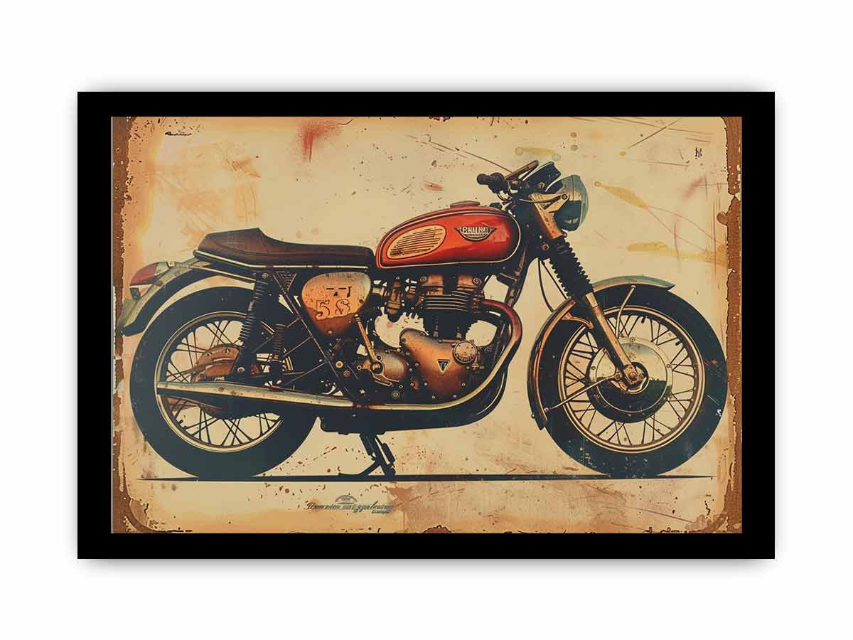 Vintage Motorcycle Framed Print | High-Quality Artwork - BEYRUN