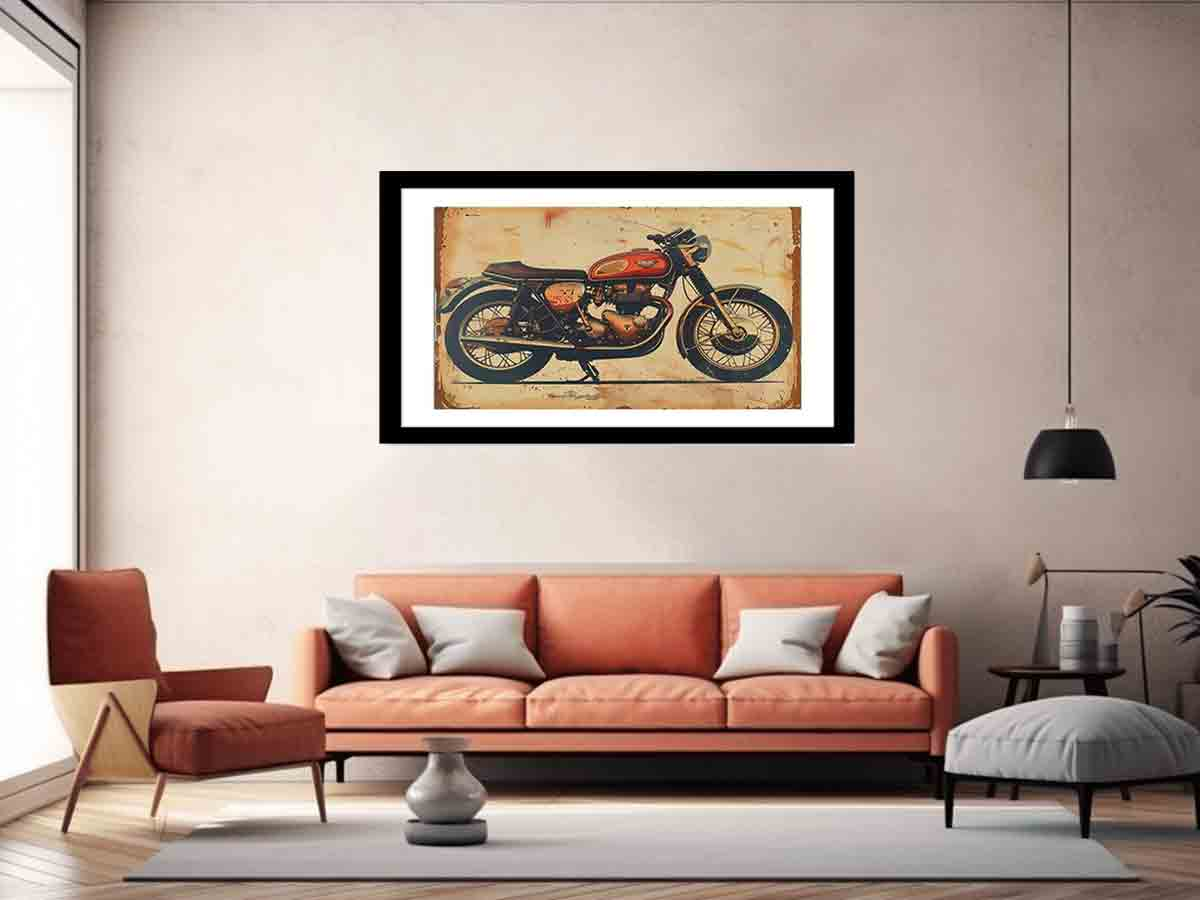 Vintage Motorcycle Framed Print | High-Quality Artwork - BEYRUN