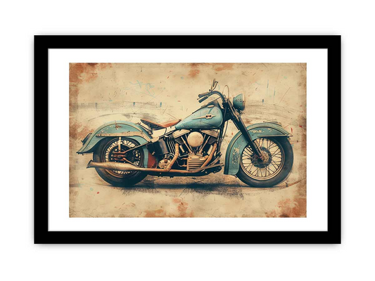 Vintage Motorcyle Print - High Quality, Archival Paper, Framed Art - BEYRUN