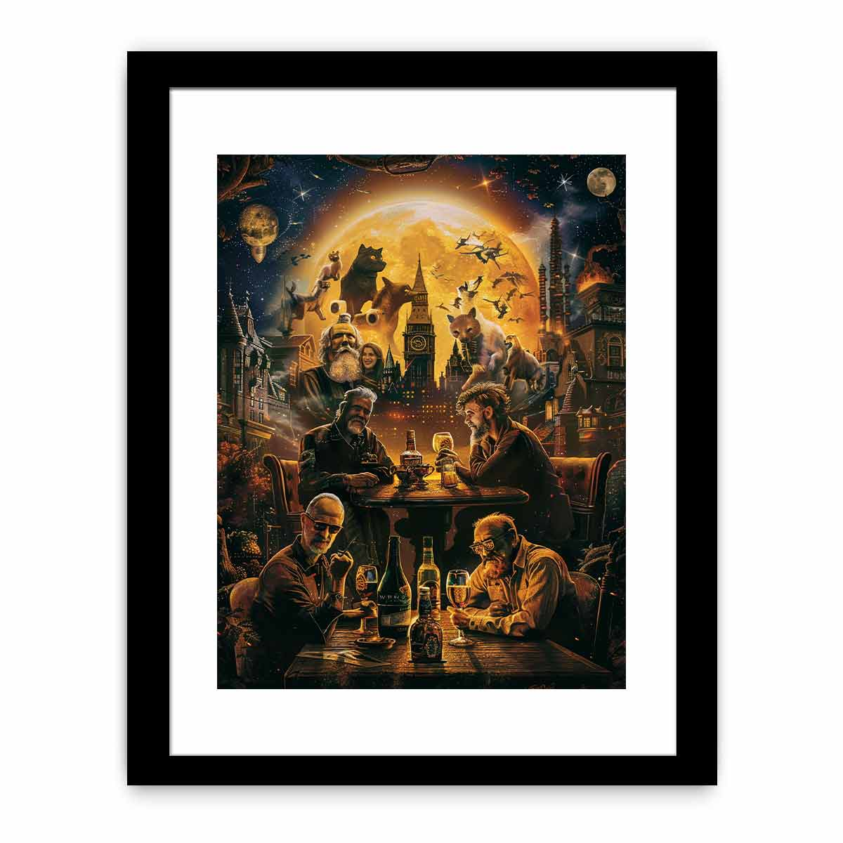 Cheers Around the World - High-Quality Art Print with Pine Wood Frame - BEYRUN