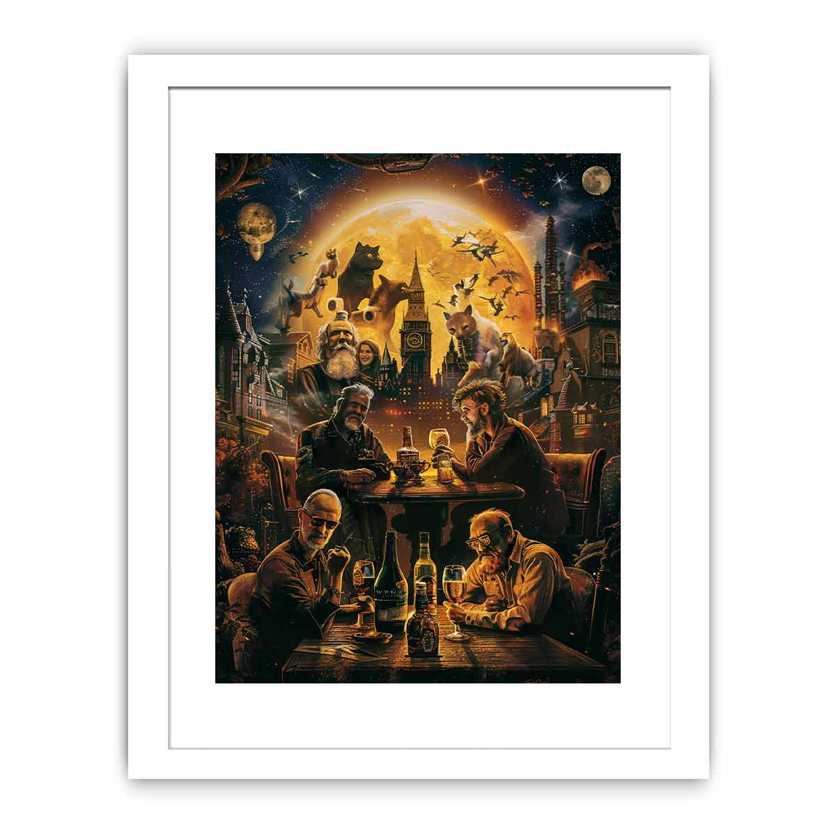 Cheers Around the World - High-Quality Art Print with Pine Wood Frame - BEYRUN