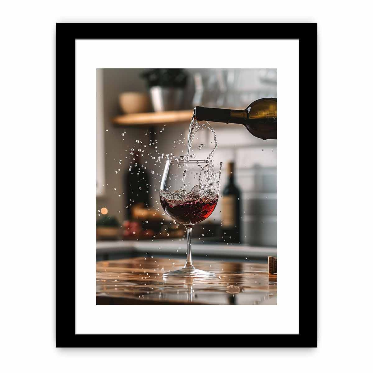 Red Wine Framed Print - High Quality, Archival Paper with Radiata Pine Wood Frame - BEYRUN