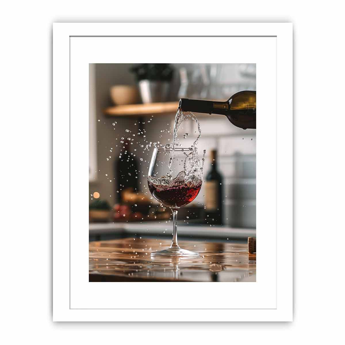 Red Wine Framed Print - High Quality, Archival Paper with Radiata Pine Wood Frame - BEYRUN