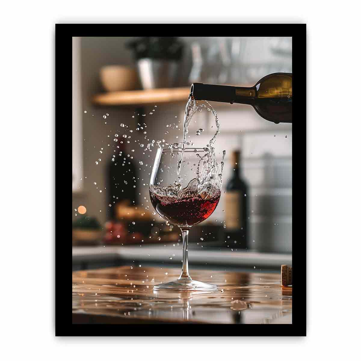 Red Wine Framed Print - High Quality, Archival Paper with Radiata Pine Wood Frame - BEYRUN