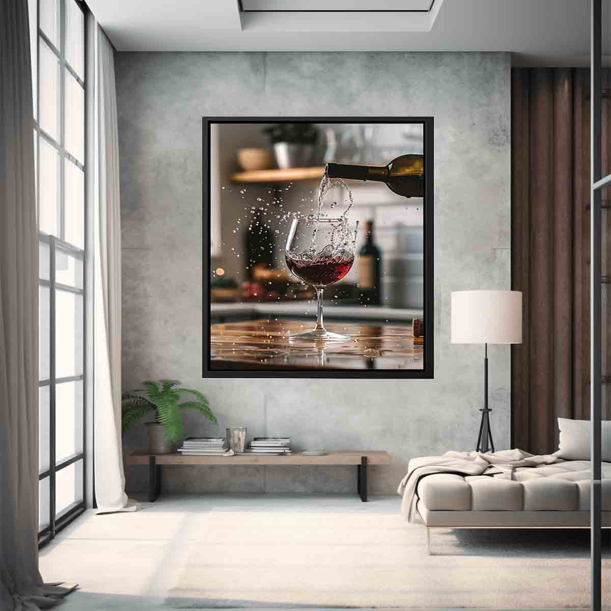 Red Wine Framed Print - High Quality, Archival Paper with Radiata Pine Wood Frame - BEYRUN