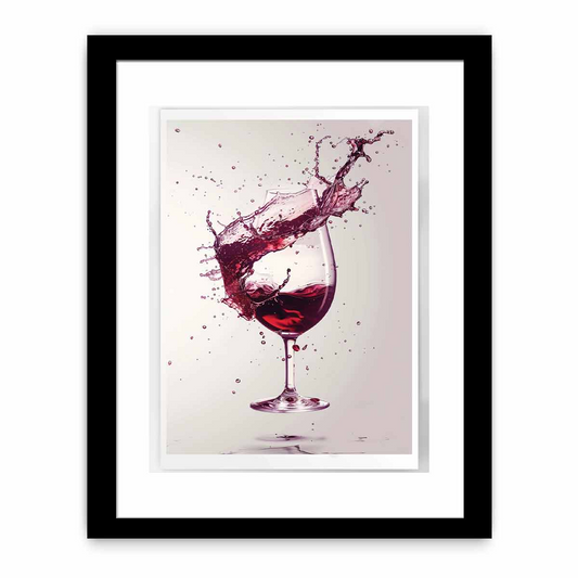 Red Wine Splash Framed Print - Premium Quality with Archival Paper, Ready to Hang - BEYRUN