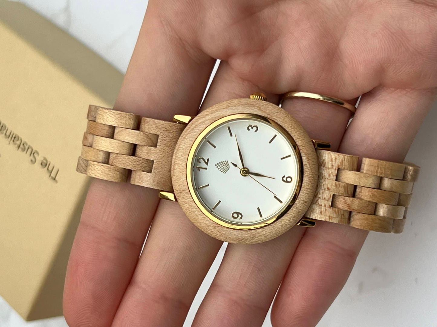 The Birch Watch - Handcrafted Upcycled Wooden Timepiece with Gold Accents | Eco-Friendly, Unique, and Stylish - BEYRUN