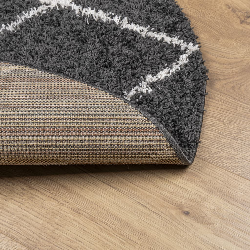 Luxury vidaXL Shaggy Rug PAMPLONA - High Pile, Modern Design, Black & Cream, Ø 200 cm - BEYRUN