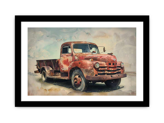 Vintage Truck Framed Print - High-Resolution Art with Radiata Pine Wood Frame | Home Decor - BEYRUN