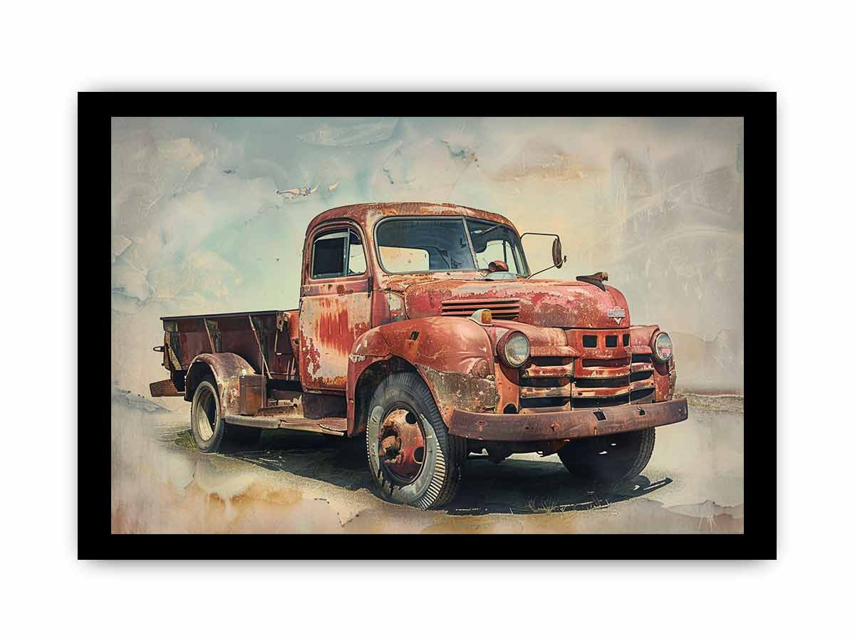 Vintage Truck Framed Print - High-Resolution Art with Radiata Pine Wood Frame | Home Decor - BEYRUN