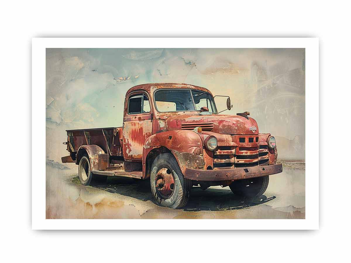 Vintage Truck Framed Print - High-Resolution Art with Radiata Pine Wood Frame | Home Decor - BEYRUN