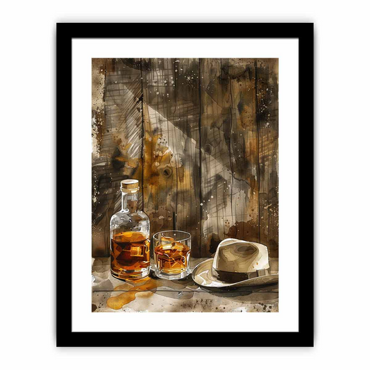 Vintage Whiskey Framed Print - Premium Quality Archival Paper - Perfect for Home & Office Décor - BEYRUN