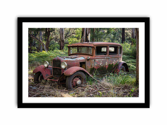 Vintage Car Framed Print | High-Quality Archival Paper | Radiata Pine Wood Frame - BEYRUN