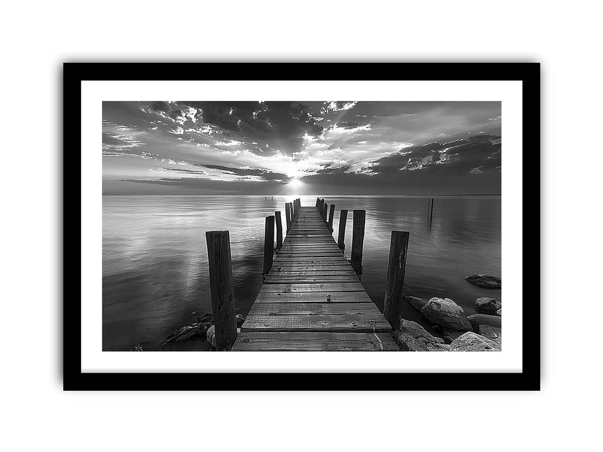 Jetty Frame Print - High-Quality Archival Art with Ready-to-Hang Pine Wood Frame - BEYRUN