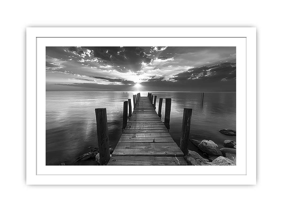 Jetty Frame Print - High-Quality Archival Art with Ready-to-Hang Pine Wood Frame - BEYRUN