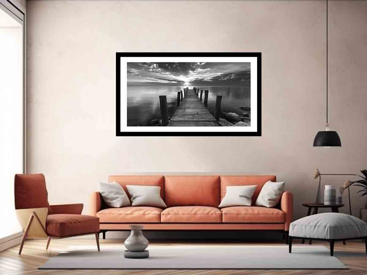 Jetty Frame Print - High-Quality Archival Art with Ready-to-Hang Pine Wood Frame - BEYRUN