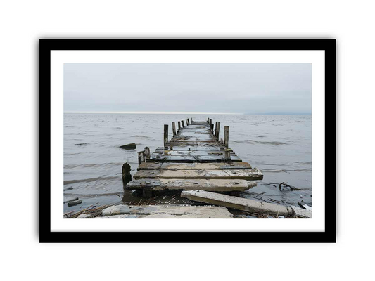 Broken Jetty Framed Print – High-Quality Wall Art on Archival Paper with Radiata Pine Wood Frame - BEYRUN