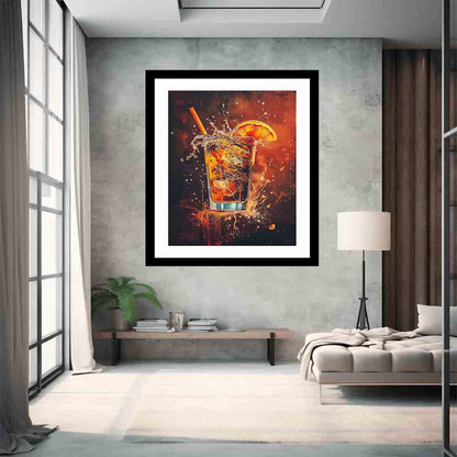 Elegant Whiskey Glass Framed Print - Premium Wall Decor for Whiskey Lovers - BEYRUN