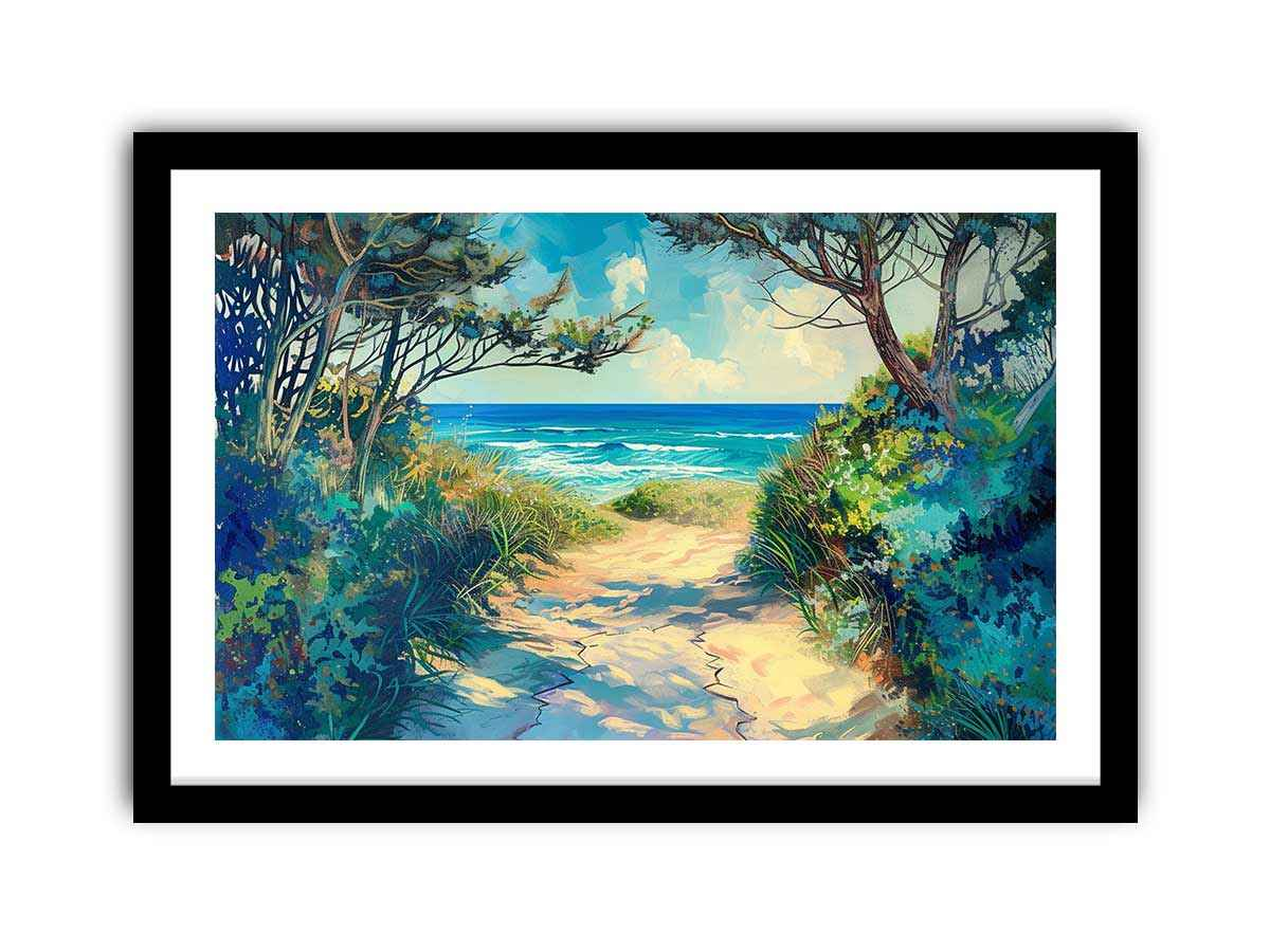 Beach Path Framed Print - High Quality, Stunning Coastal Art - BEYRUN