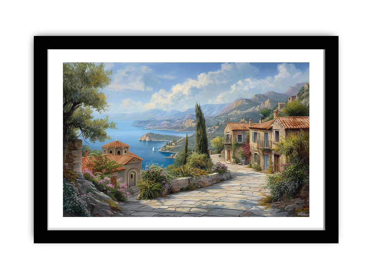 Greek Village Framed Print | High-Quality Photography | Elegant Home Décor - BEYRUN