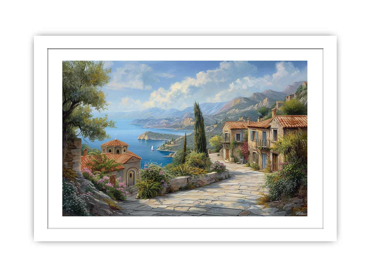 Greek Village Framed Print | High-Quality Photography | Elegant Home Décor - BEYRUN