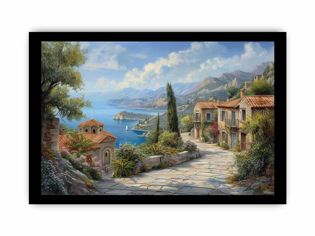 Greek Village Framed Print | High-Quality Photography | Elegant Home Décor - BEYRUN