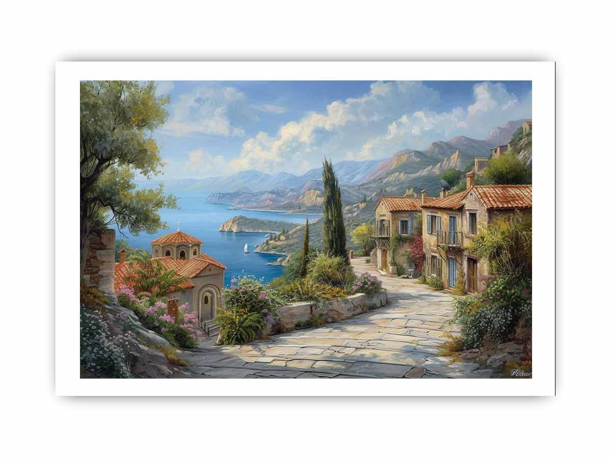 Greek Village Framed Print | High-Quality Photography | Elegant Home Décor - BEYRUN