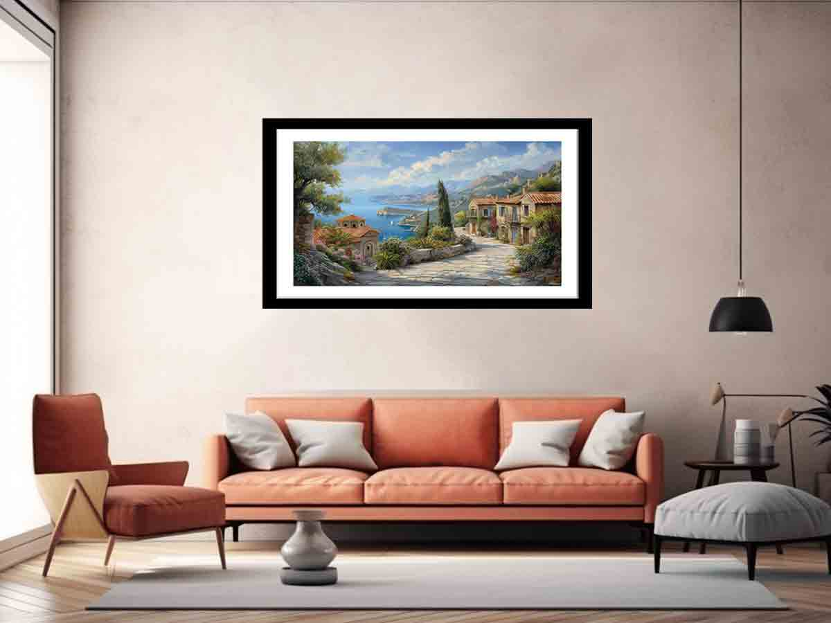 Greek Village Framed Print | High-Quality Photography | Elegant Home Décor - BEYRUN