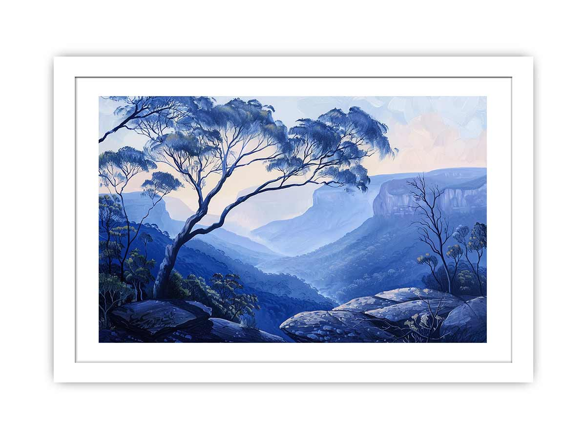 Blue Mountains Framed Print - Premium Archival Paper, Matte Finish, Ready to Hang - BEYRUN