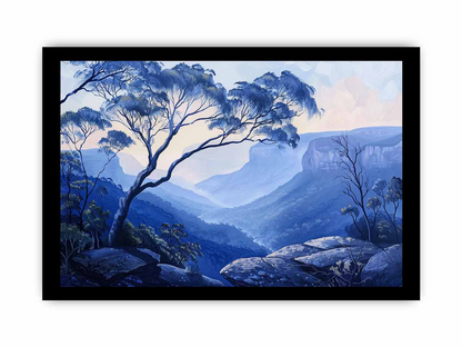 Blue Mountains Framed Print - Premium Archival Paper, Matte Finish, Ready to Hang - BEYRUN