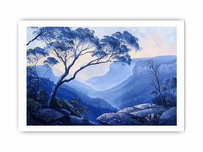 Blue Mountains Framed Print - Premium Archival Paper, Matte Finish, Ready to Hang - BEYRUN